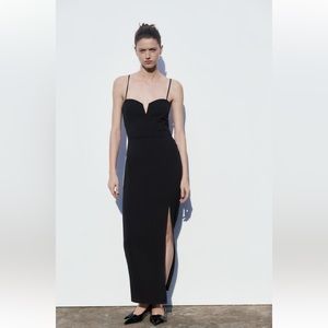 Zara MIDI CORSET DRESS. Black. Size S. New with Tags.